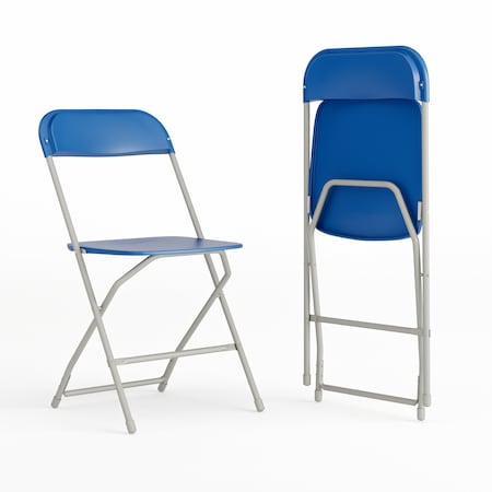 Flash Furniture Hercules Series Plastic Folding Chair Blue - 2 LB Weight Capacity Comfortable Event Chair-Lightweight Folding Chair, PK2 2-LE-L-3-BLUE-GG
